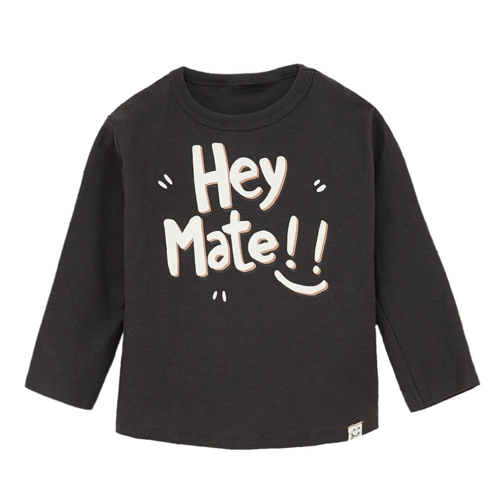 Zara Kids Charcoal Long Sleeve Tee with Fun Print
